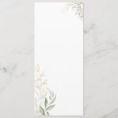 Menu Dîner Mariage Whimsical Green and Gold (Dos)