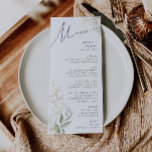 Menu Dîner Mariage Whimsical Green and Gold<br><div class="desc">Découvrez un monde enchanteur grâce à notre menu de dîners aux mariages dorés et verdoyants, idéal pour votre mariage botanique de printemps. Orné d'eucalyptus vert sauge et d'accents dorés, ce menu du dîner dégage élégance et fantaisie moderne. Imaginez vous promener dans un jardin d'été magique, entouré par les sons apaisants...</div>