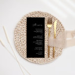 Menu Dîner minimaliste moderne en Mariage noir<br><div class="desc">Conçu pour coordonner avec pour la collection de Faire-part de mariage "Pure". Pour modifier les détails, cliquez sur "Détails". Pour déplacer le texte ou modifier la taille, la police ou la couleur, cliquez sur "Modifier à l'aide de l'outil de conception". Voir le lien de collection sur cette page pour voir...</div>