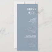 Menu Dîner Moderne Dusty Blue Minimalist (Dos)
