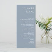 Menu Dîner Moderne Dusty Blue Minimalist (Debout devant)