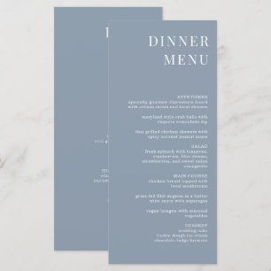 Menu Dîner Moderne Dusty Blue Minimalist