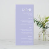 Menu Dîner moderne Pastel Blue Mariage (Debout devant)