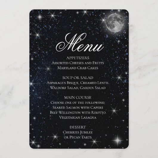 Menu Dîner | Nuit étoilée (Devant)
