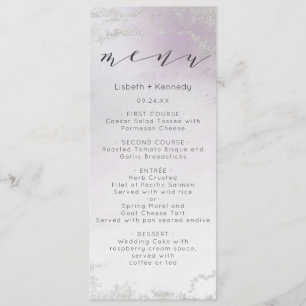 Menu Dîner Ombre Lavender Purple Silver Foil Frosted