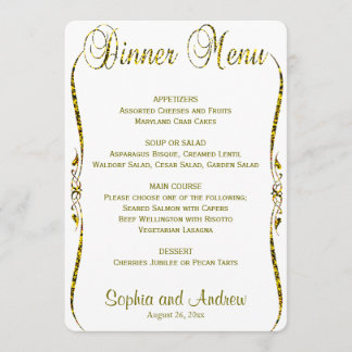 Menu Dîner| Parties scintillant d'or