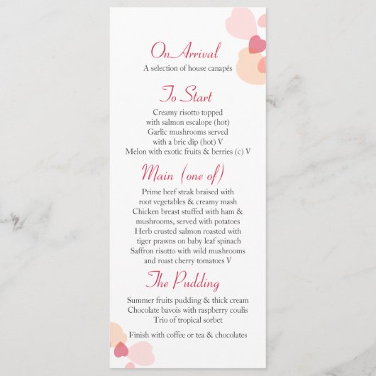 Menu dîner pétales de fleurs modernes graphiques (Dos)