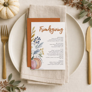 Menu Dîner Potluck Friendsgiving Aquarelle Moderne