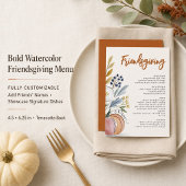Menu Dîner Potluck Friendsgiving Aquarelle Moderne
