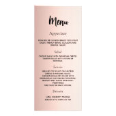 Menu dîner programme mariage or rose (Dos)