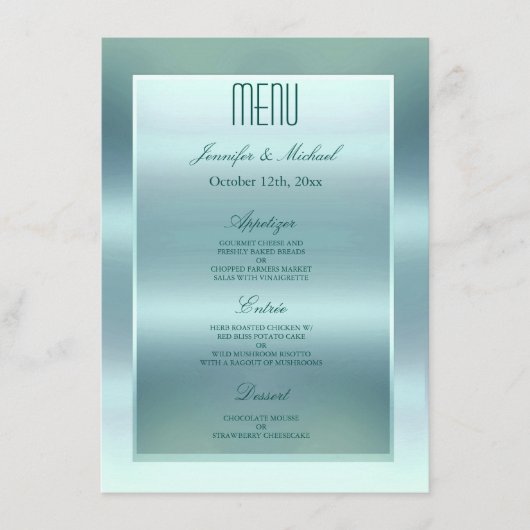 Menu Dîner | Satin Turquoise (Devant)