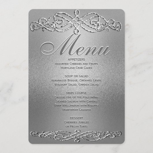 Menu Diner | Silver Shimmer Elegance (Voorkant)