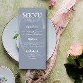 Menu Dîner simple Dusty Blue & Silver Heart Mariage