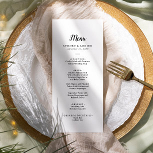 Menu Dîner simple minimaliste Mariage