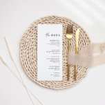 Menu Dîner simple minimaliste Mariage noir et blanc<br><div class="desc">Conçu pour coordonner avec pour la collection de Faire-part de mariage "Pure". Pour modifier les détails, cliquez sur "Détails". Pour déplacer le texte ou modifier la taille, la police ou la couleur, cliquez sur "Modifier à l'aide de l'outil de conception". Voir le lien de collection sur cette page pour voir...</div>