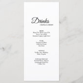 Menu Dîner Simple Noir Blanc Calligraphie (Dos)