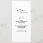 Menu Dîner Simple Noir Blanc Calligraphie (Devant)