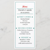 Menu Dîner Simple Rouge Et Vert Customisé Mariage (Devant)