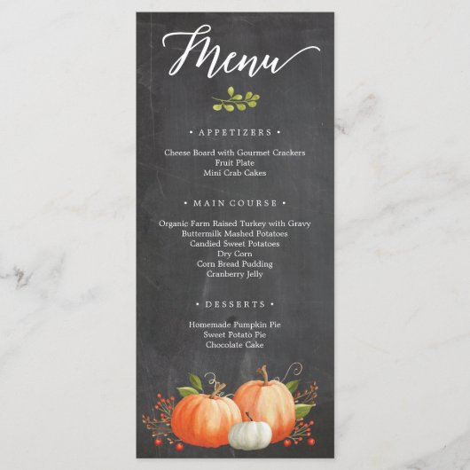 Menu Dîner Thanksgiving (Devant)