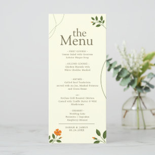 Menu Dîner vert Feuille simple et minimaliste à l'eucal