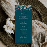 Menu Dîner vert Fleur sauvage d'été multicolore<br><div class="desc">Cette carte de dîner vert fleur sauvage multicolore d'été est parfaite pour un mariage rustique. Le design se compose de fleurs rose aquarelle, rousse, violette, rouge, bordeaux, jaunes, blanches et de papillons à la verdure soigneusement entassés dans d'élégants bouquets floraux. Ce menu peut être utilisé pour une réception de mariage,...</div>
