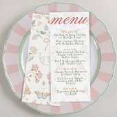 Menu Dîner Vintage Botanique Mariage Soft Blush