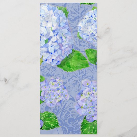 Menu Dinner - Blue Hydrangea Lace Floral Formal (Achterkant)