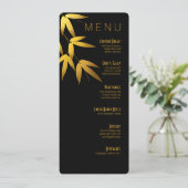 Menu Dinner Glam Bamboe Leaves Gold Foil | zwart (Staand voorkant)