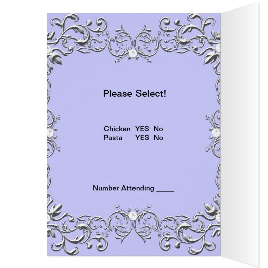 Menu Dinner Kaart Silver Blue Diamond (Binnen (Links))