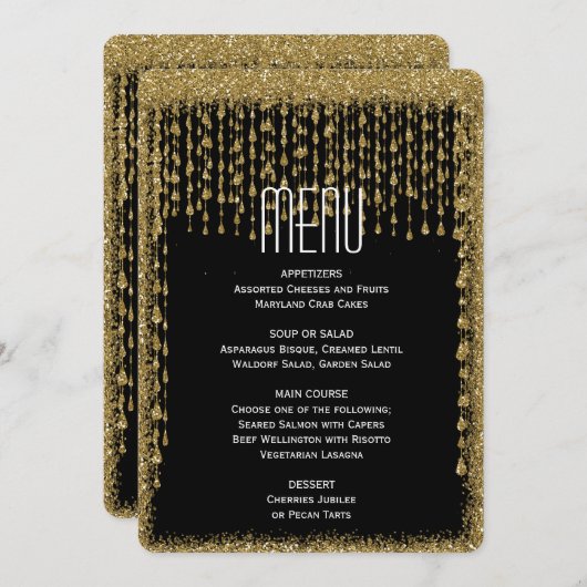 Menu Dinner | Modern Gold Black (Voorkant / Achterkant)