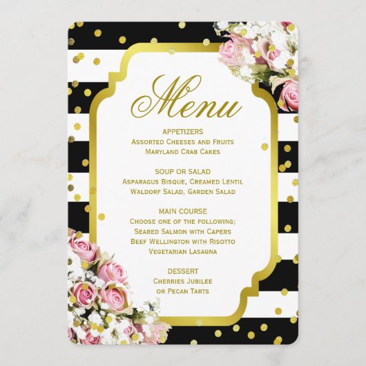 Menu Dinner | Stripes, Rozen, Confetti (Voorkant)
