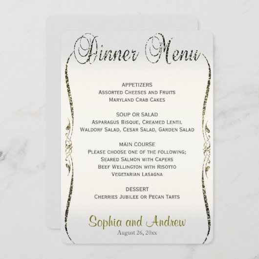 Menu Dinner | Zilver en goud (Voorkant / Achterkant)