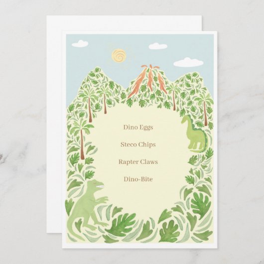 Menu Dino-Mite Party (Voorkant / Achterkant)