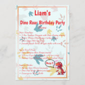 Menu Dino Roar fête d'anniversaire (Devant)