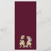 Menu Dinosaur Thème Mariage Bourgogne & Crème (Dos)