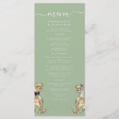 Menu Dinosaur Thème Mariage Sage Vert & Blanc (Devant)
