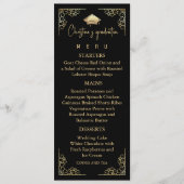 Menu Diplôme élégant avec feuille d'or noir (Devant)