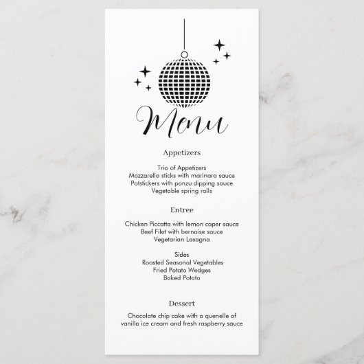 Menu Disco Ball Dinner (Devant)