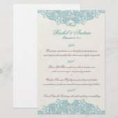 Menu d'ivoire du Jardin victorien Aqua (Devant / Derrière)