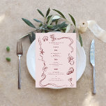 Menu Doodart rétro lunaire | MARIAGE<br><div class="desc">Belles cartes de menu pour compléter vos réglages de table à votre mariage ou à la prochaine soirée de dîner. Des illustrations à la main irrécupérables ! Avec des dessins de lignes rétro qui se lisent comme des itérations chic de marginales de carnet. L'atmosphère détendue est un net départ de...</div>
