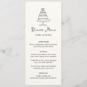 Menu Doodle de gâteau tiré à la main Mariage moderne (Devant)