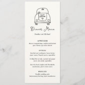 Menu Doodle de voiture tiré à la main Mariage moderne (Devant)