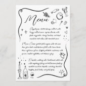 Menu Doodle italien à main Mariage noir et blanc (Devant)