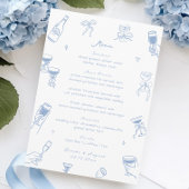 Menu Doodle Whimsical main tiré Dusty Mariage bleu