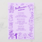 Menu Doodles à main cassée violet Halloween (Devant)