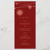 Menu Double bonheur Lanternes brillantes Mariage chinoi (Devant)