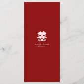 Menu Double bonheur minimaliste Mariage chinois simple (Dos)