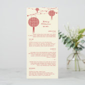 Menu Double Bonheur Red Lanterns Chic Mariage chinois (Debout devant)