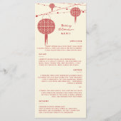 Menu Double Bonheur Red Lanterns Chic Mariage chinois (Devant)