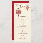 Menu Double Bonheur Red Lanterns Chic Mariage chinois (Devant / Derrière)